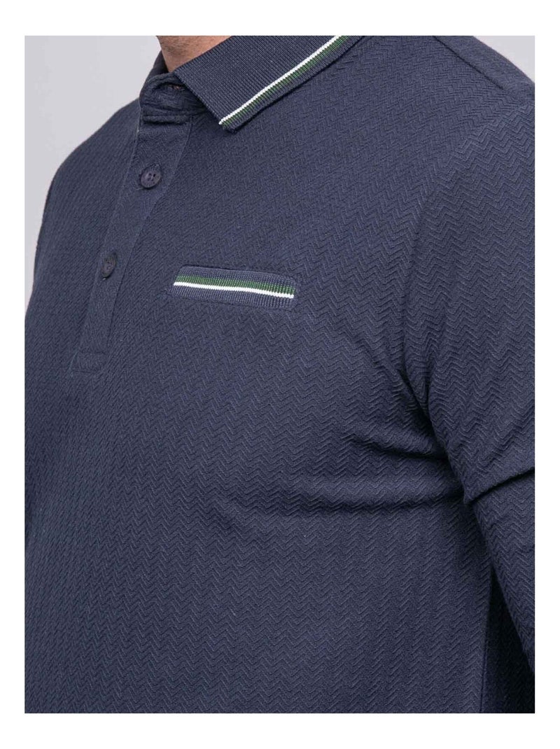 Polo maglia herringbone PASTITCH Blu marino - Kiabi