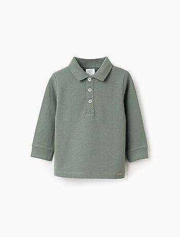 Polo in piqué di cotone a manica lunga