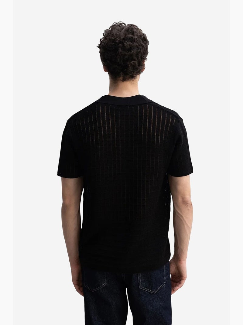 Polo manica corta maglia testurizzata giesto Nero - Kiabi