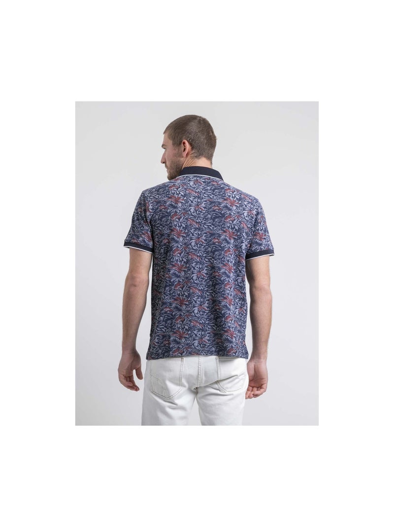 Polo maniche corte puro cotone a motivi PARUBOL Blu marino - Kiabi