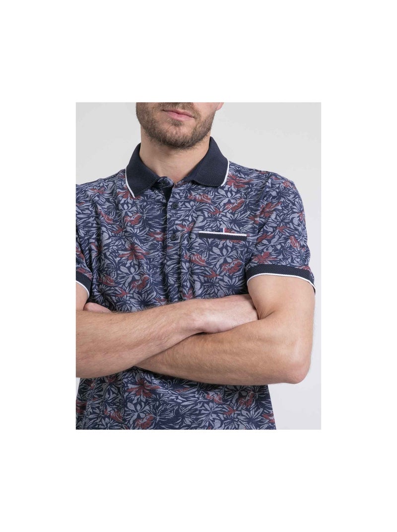 Polo maniche corte puro cotone a motivi PARUBOL Blu marino - Kiabi