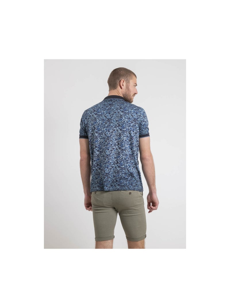 Polo maniche corte puro cotone a motivi PEPITONG Blu marino - Kiabi