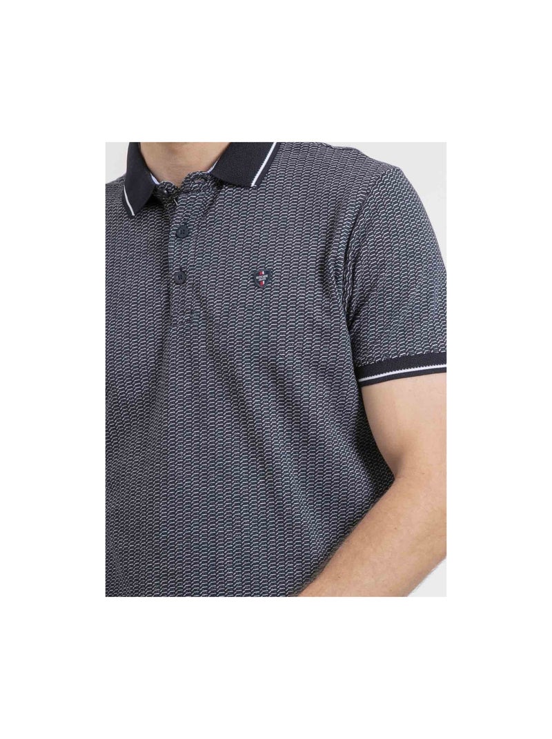 Polo maniche corte puro cotone a motivi PIGUMAX Blu marino - Kiabi