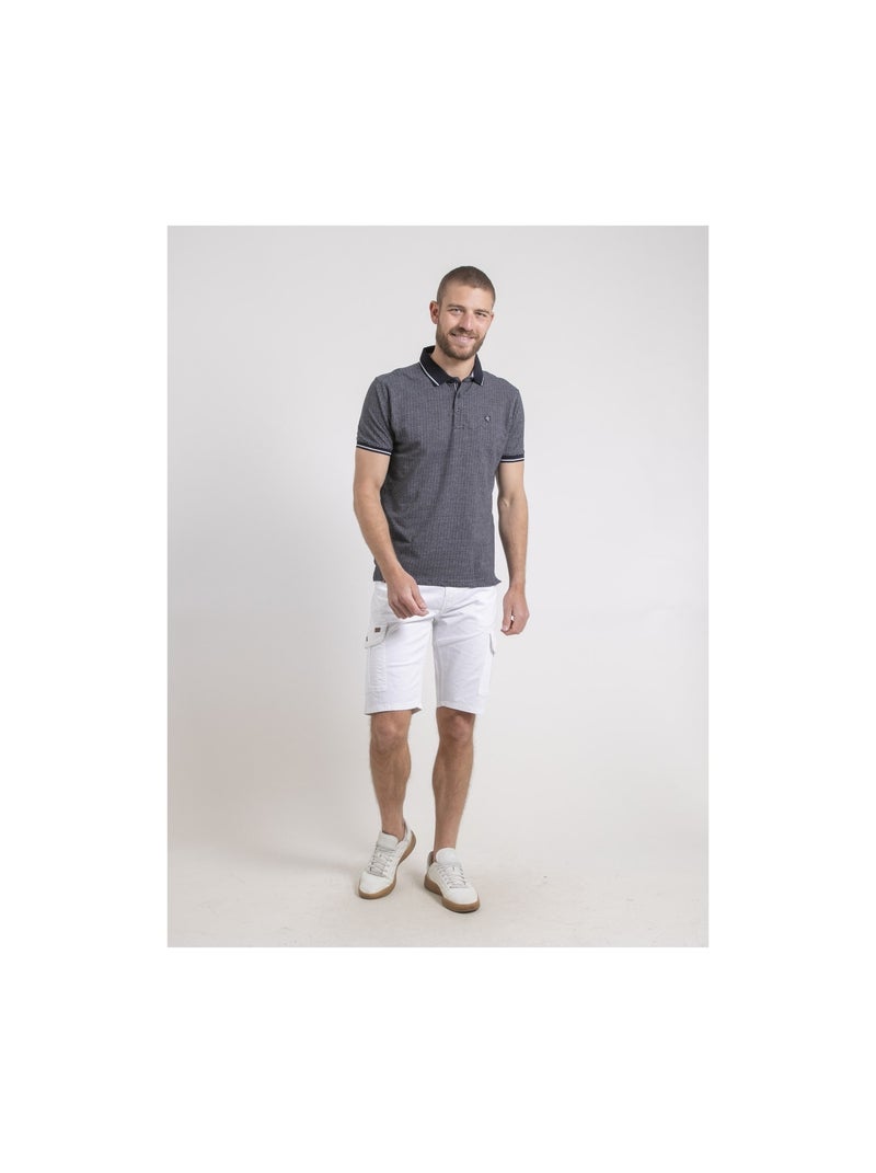 Polo maniche corte puro cotone a motivi PIGUMAX Blu marino - Kiabi