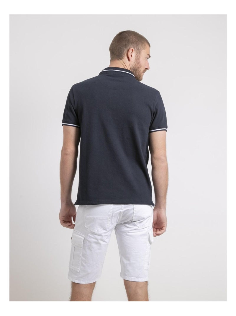 Polo maniche corte puro cotone PEPILAN Blu marino - Kiabi