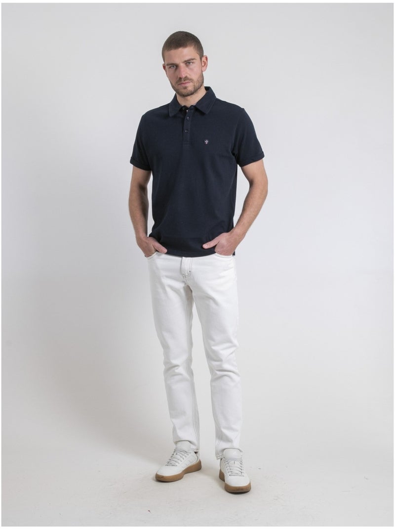 Polo maniche corte puro cotone POULOAN Blu marino - Kiabi