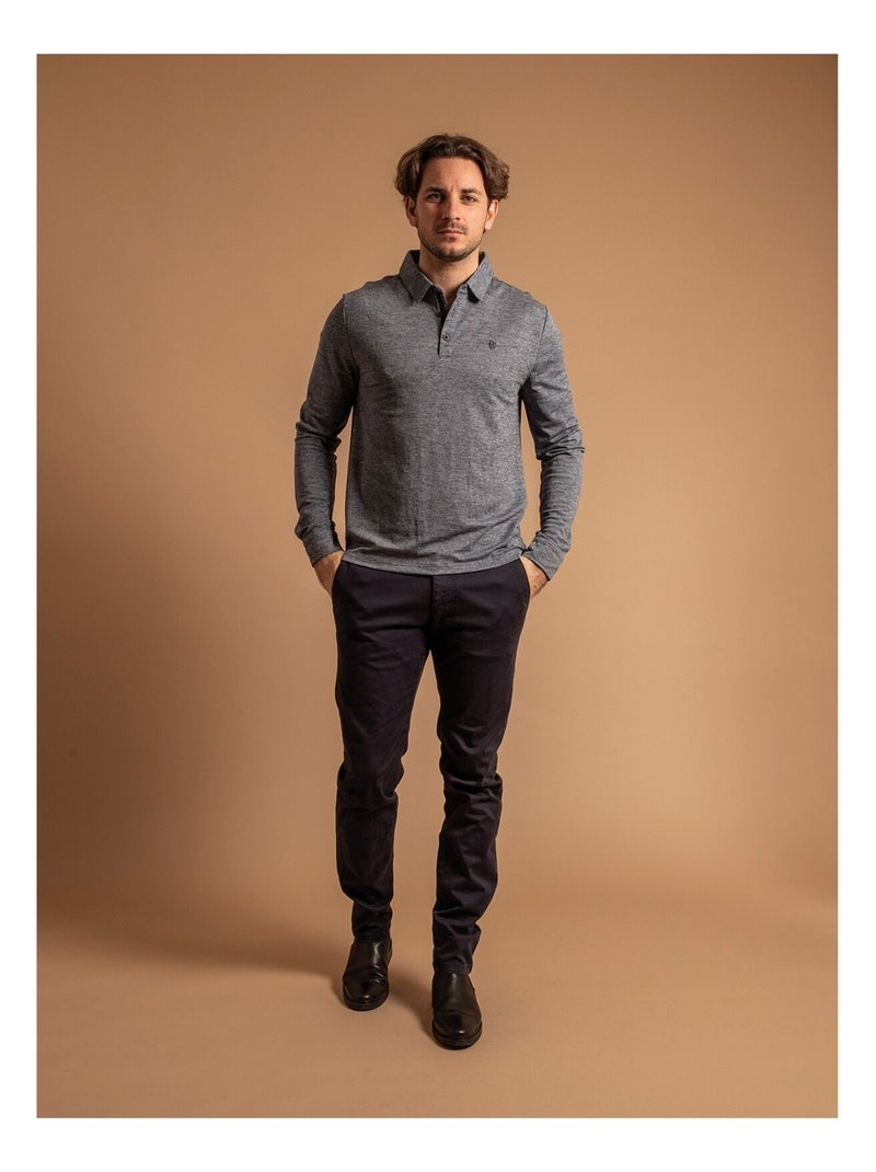 Polo maniche lunghe in cotone PALOUX Blu marino - Kiabi
