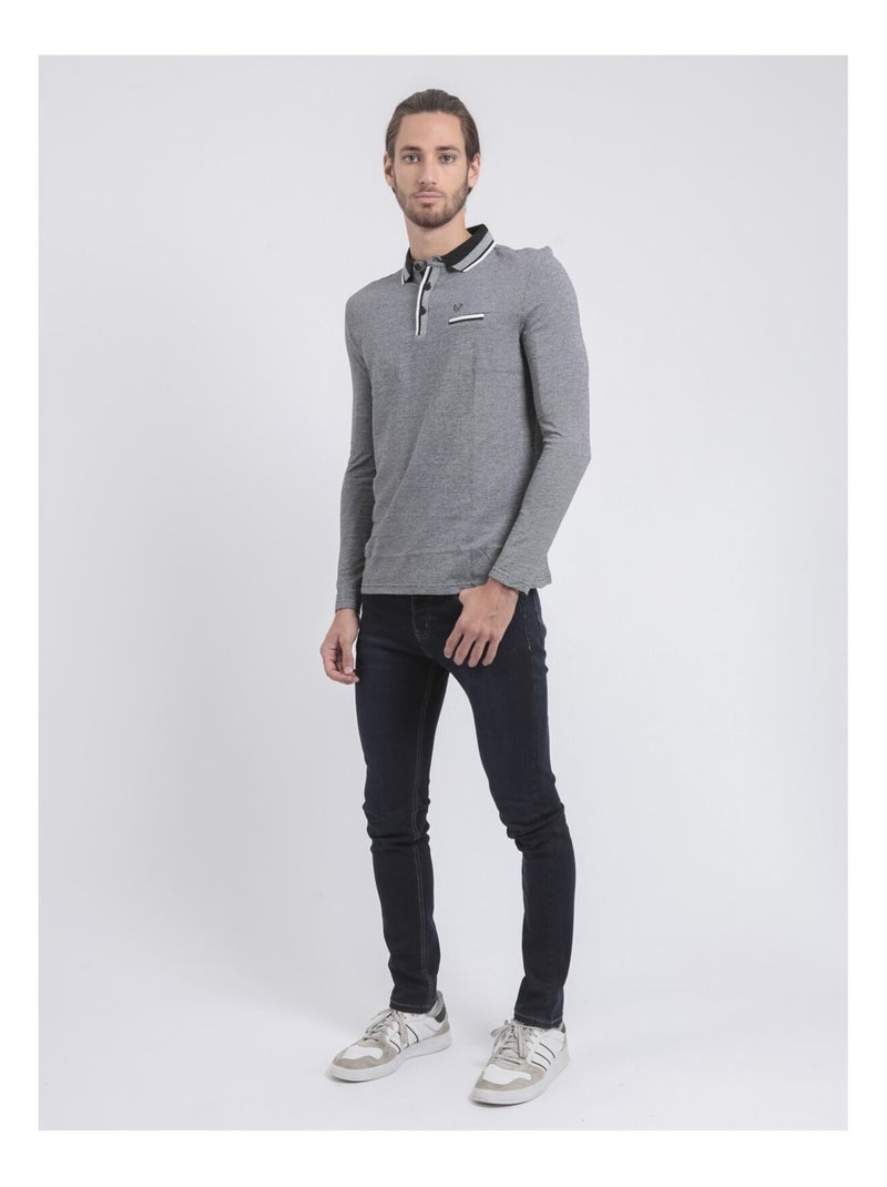 Polo maniche lunghe puro cotone PAMELVINE Nero - Kiabi