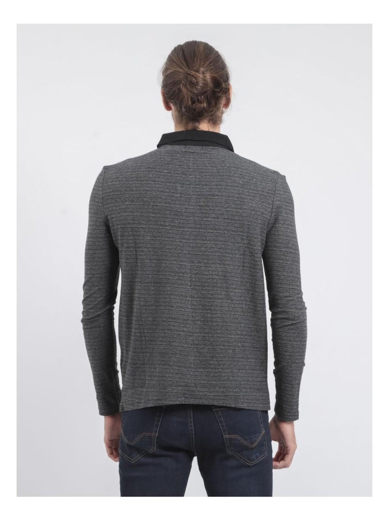 Polo maniche lunghe puro cotone PINSAC Nero - Kiabi