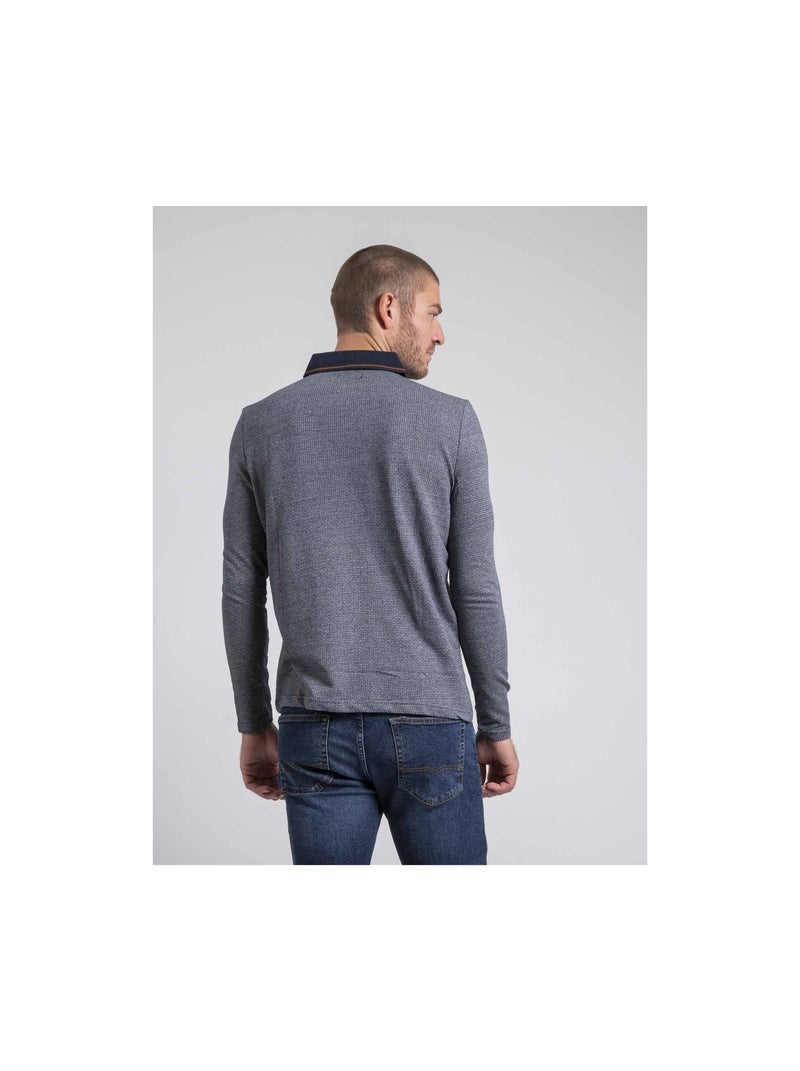 Polo maniche lunghe puro cotone PIVALMOX Blu marino - Kiabi