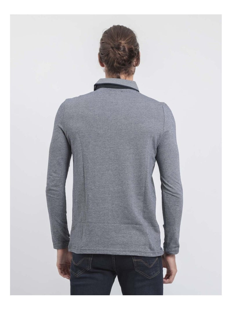 Polo maniche lunghe puro cotone PIWANGA Blu marino - Kiabi