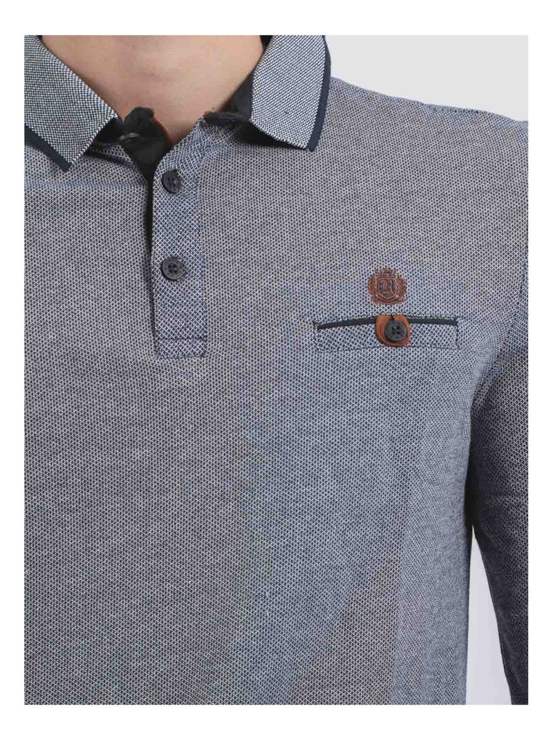 Polo maniche lunghe puro cotone PIWANGA Blu marino - Kiabi