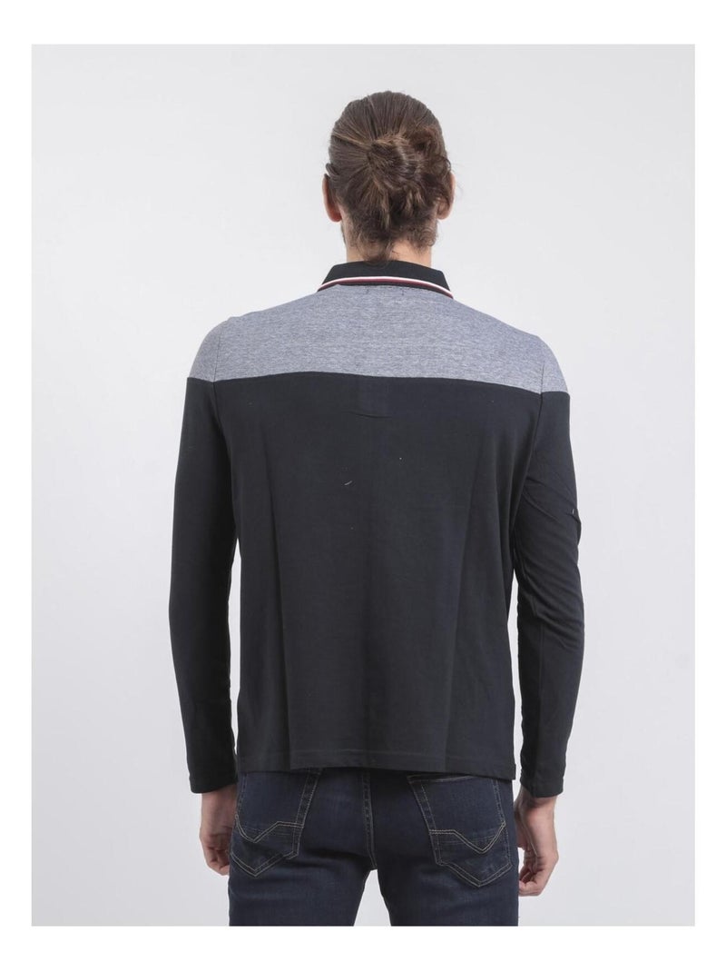 Polo maniche lunghe puro cotone POGAME Blu marino - Kiabi
