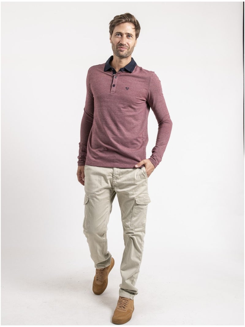 Polo maniche lunghe puro cotone POUMIX Bordeaux - Kiabi