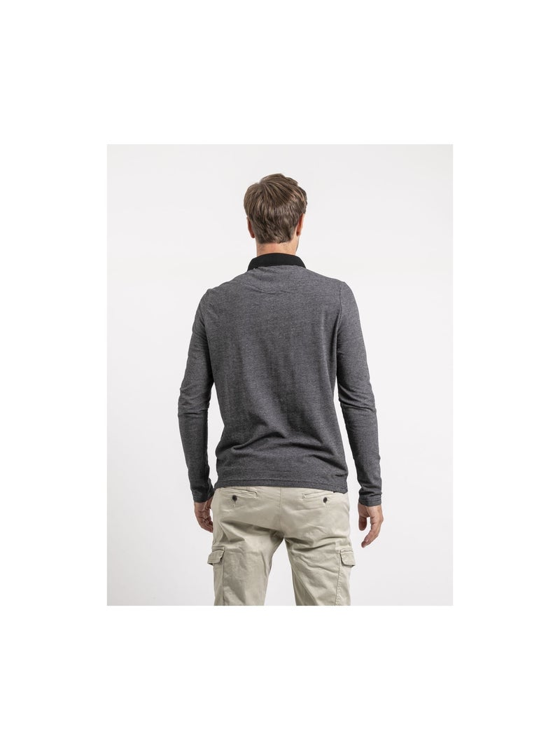 Polo maniche lunghe puro cotone PUNCH Nero - Kiabi