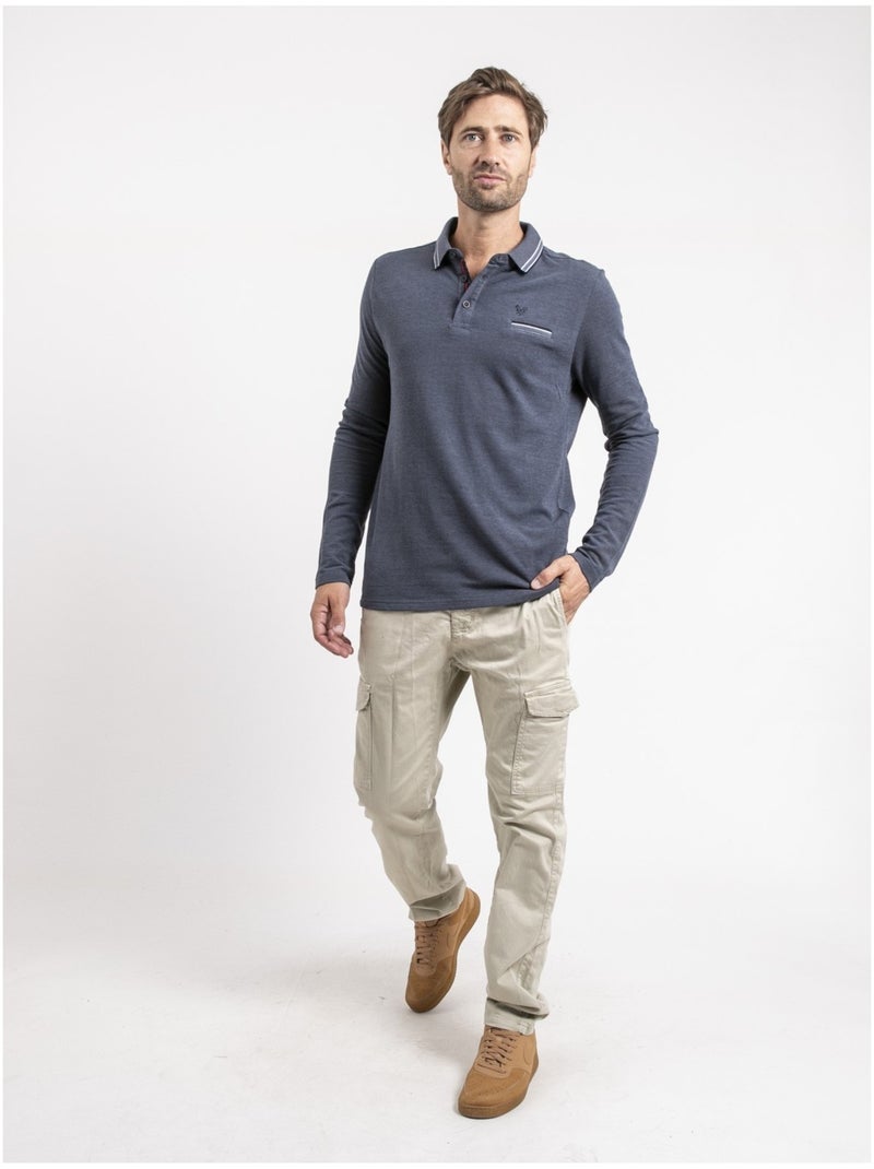 Polo maniche lunghe puro cotone PYLONE Blu marino - Kiabi