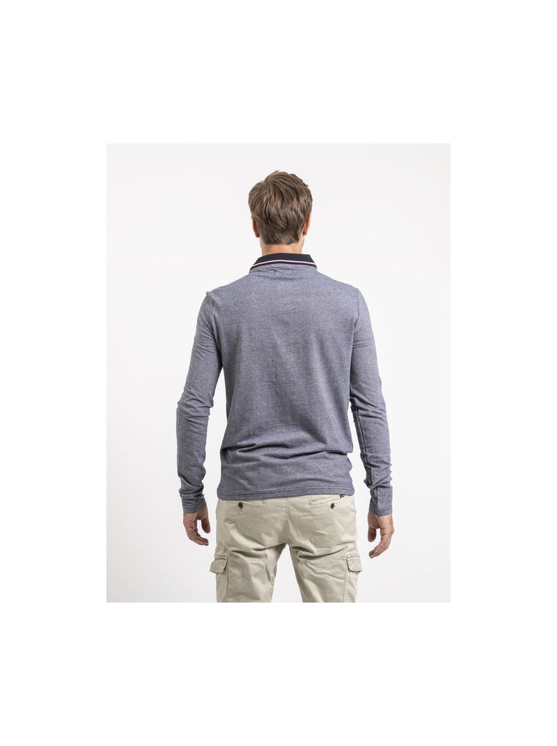 Polo maniche lunghe puro cotone PYTHON Blu marino - Kiabi