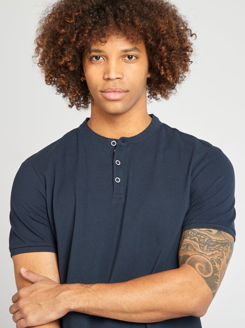 Polo piqué collo alla coreana - Kiabi