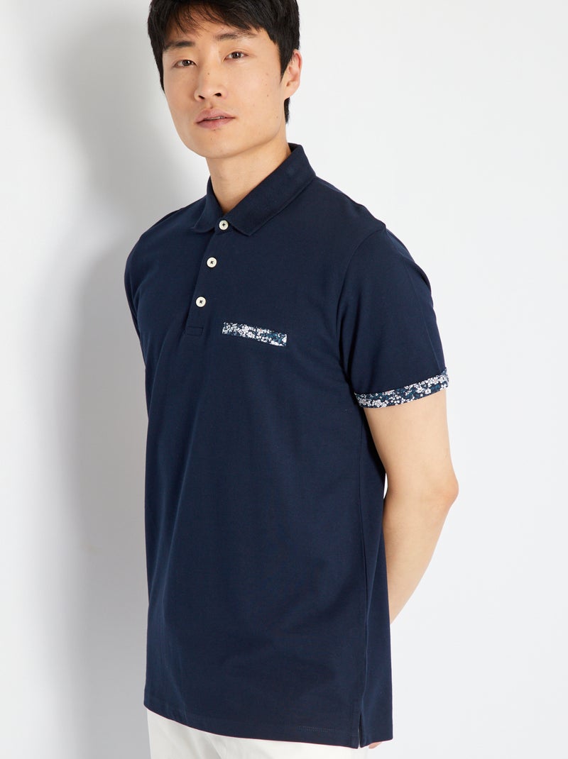 Polo 'Produkt' in piqué di cotone blu marine - Kiabi