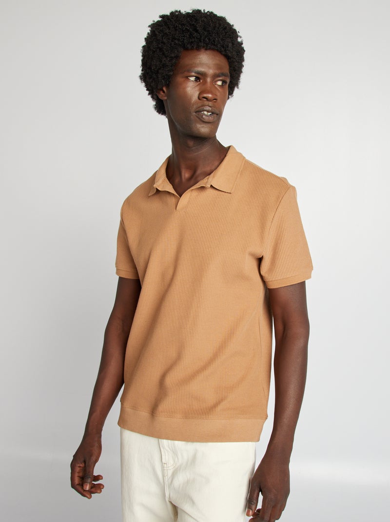Polo regular fit a coste BEIGE - Kiabi
