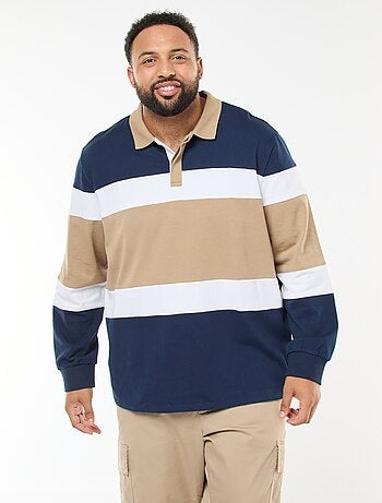 Polo stile color block a maniche lunghe