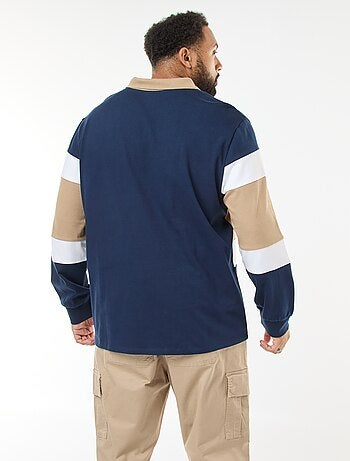 Polo stile color block a maniche lunghe