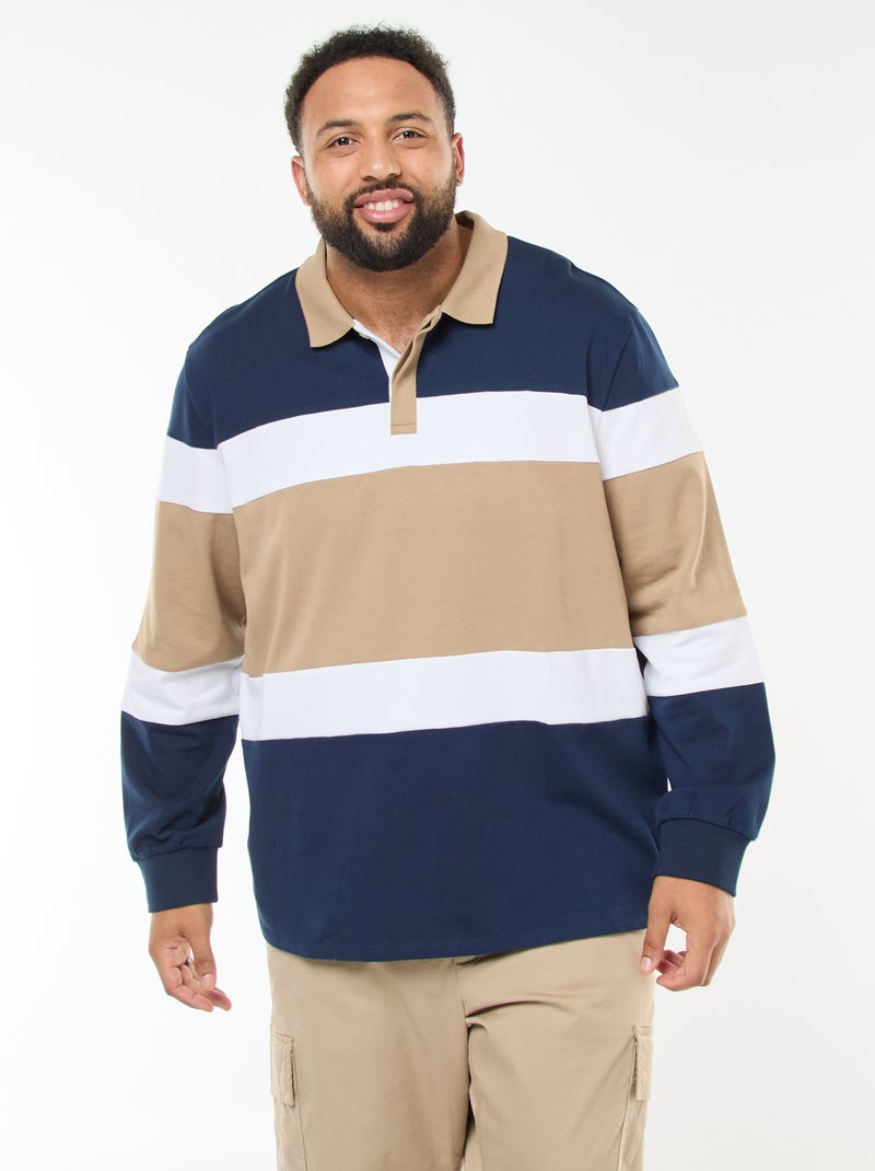 Polo stile color block a maniche lunghe Blu - Kiabi