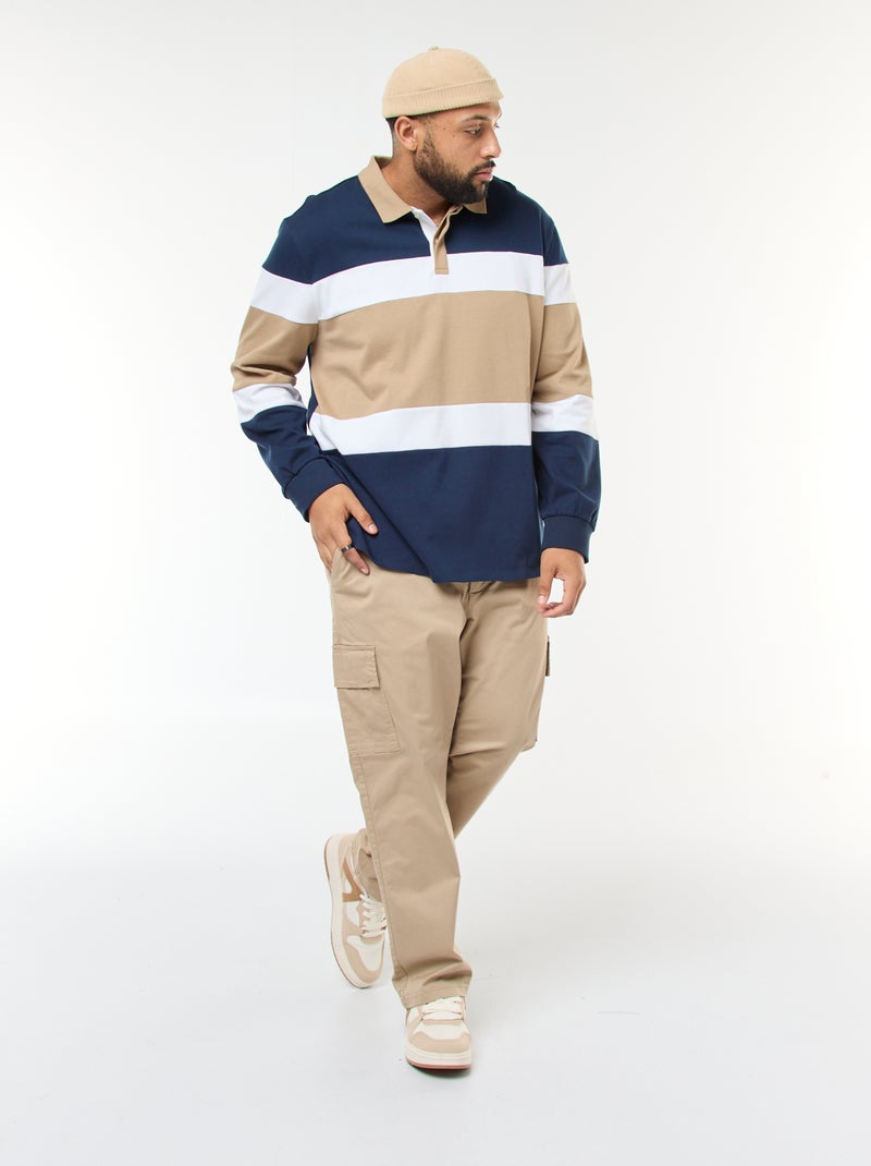 Polo stile color block a maniche lunghe Blu - Kiabi