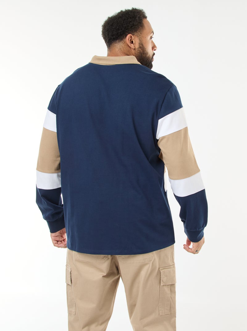 Polo stile color block a maniche lunghe Blu - Kiabi