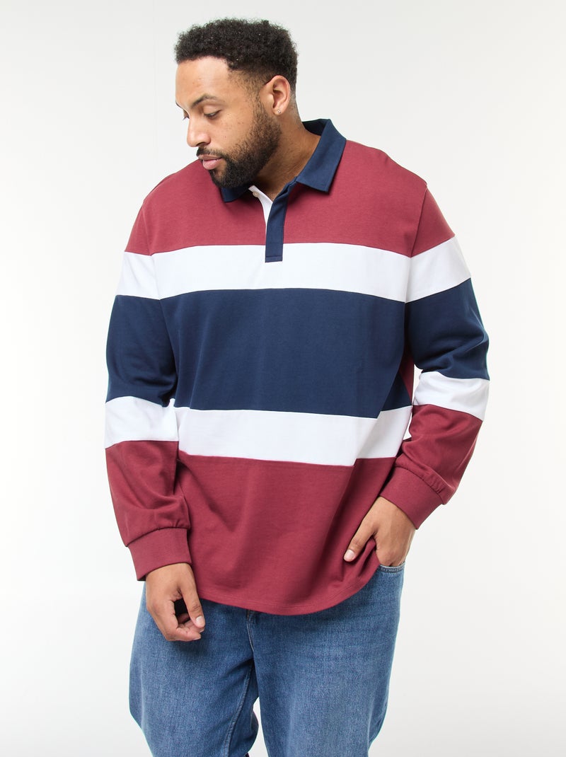 Polo stile color block a maniche lunghe Rosso - Kiabi