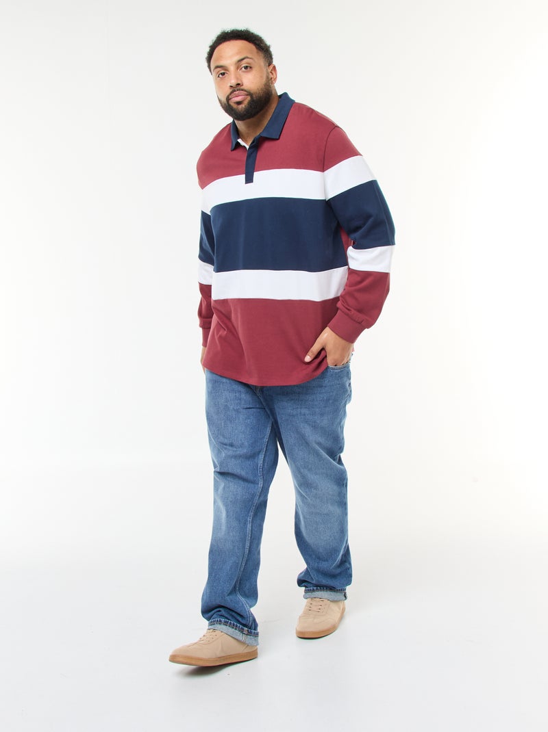 Polo stile color block a maniche lunghe Rosso - Kiabi