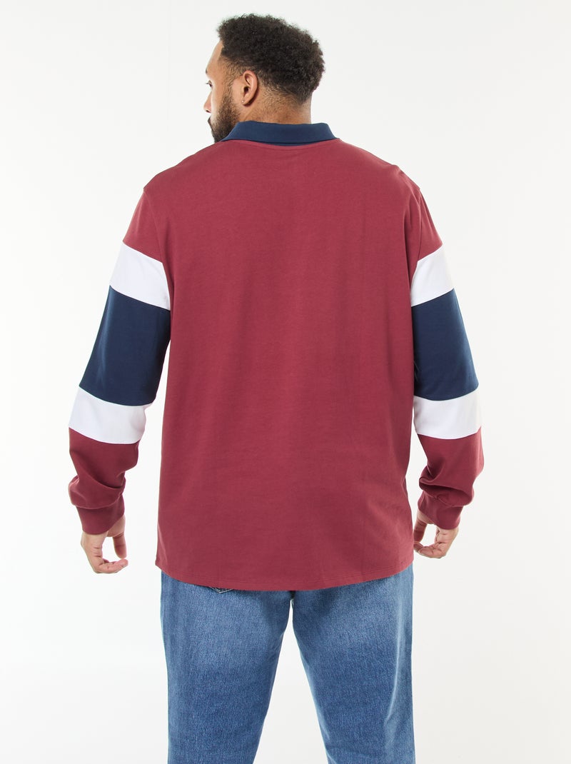 Polo stile color block a maniche lunghe Rosso - Kiabi