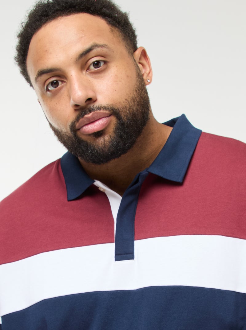 Polo stile color block a maniche lunghe Rosso - Kiabi