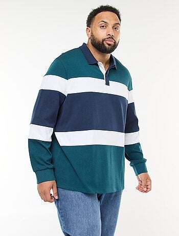 Polo stile color block a maniche lunghe