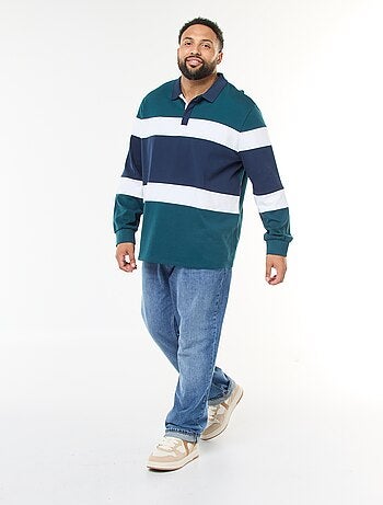Polo stile color block a maniche lunghe
