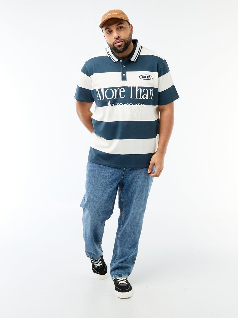 Polo stile rugby a maniche corte Blu - Kiabi