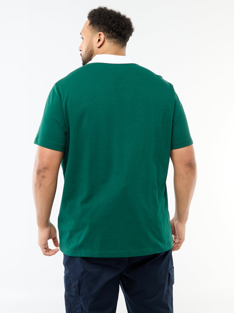 Polo stile rugby a maniche corte Verde - Kiabi
