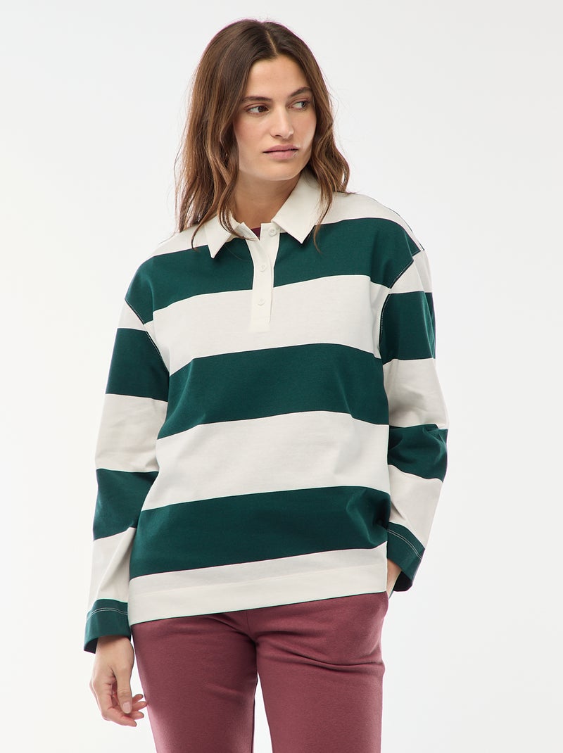 Polo stile rugby a maniche lunghe Beige - Kiabi