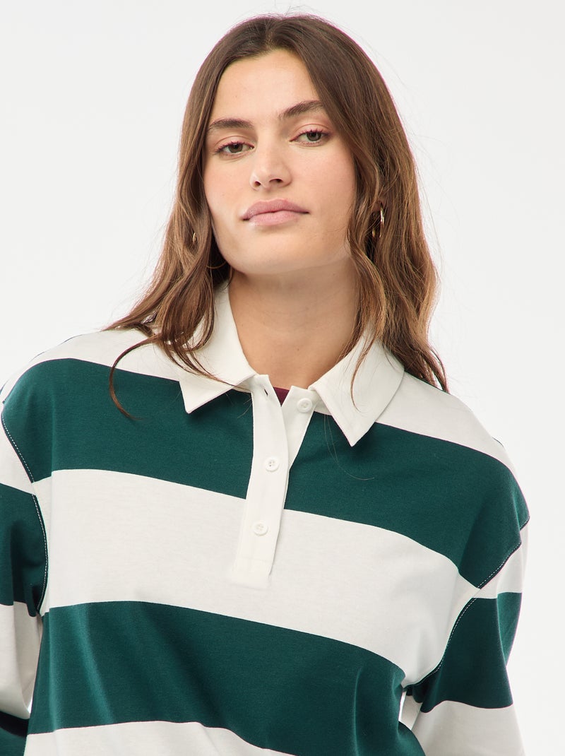 Polo stile rugby a maniche lunghe Beige - Kiabi