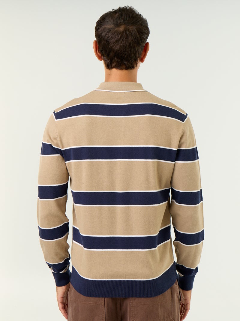 Polo stile rugby a maniche lunghe Beige - Kiabi