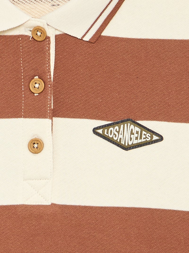 Polo stile rugby a maniche lunghe Beige - Kiabi