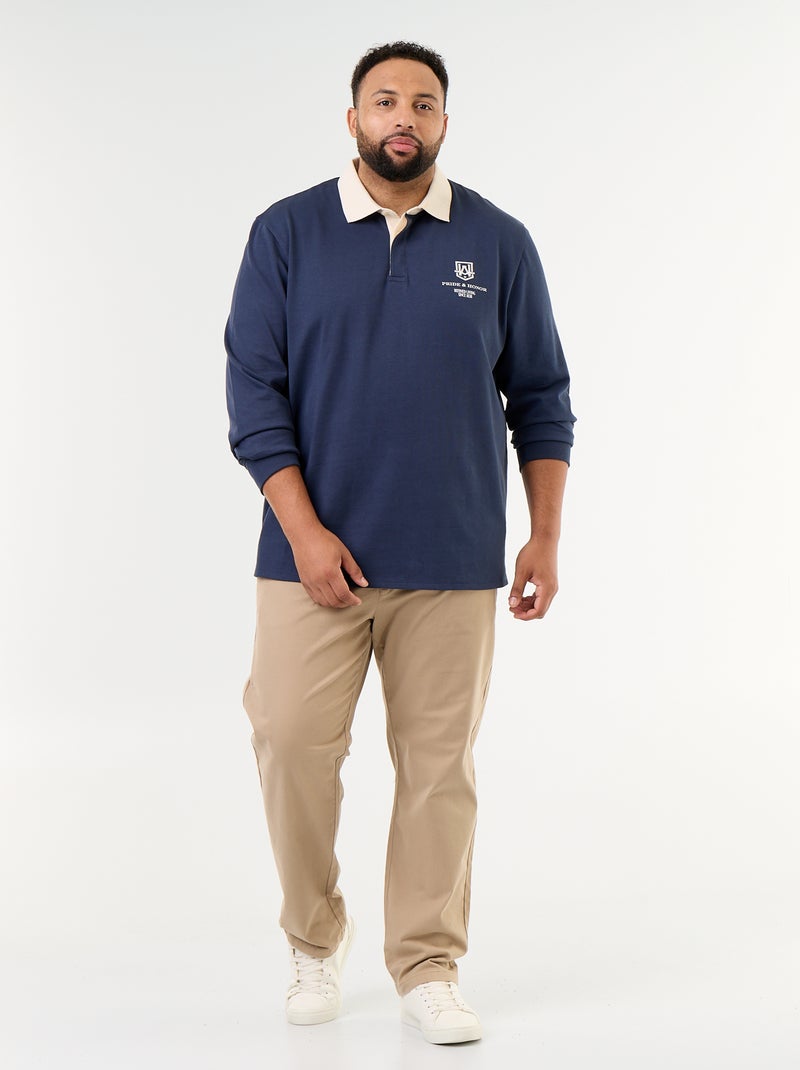 Polo stile rugby a maniche lunghe Blu - Kiabi
