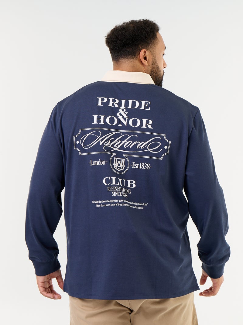 Polo stile rugby a maniche lunghe Blu - Kiabi