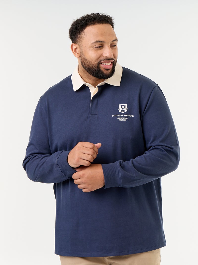 Polo stile rugby a maniche lunghe Blu - Kiabi