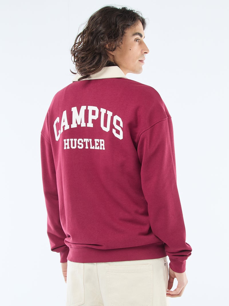 Polo stile rugby a maniche lunghe Rosso - Kiabi