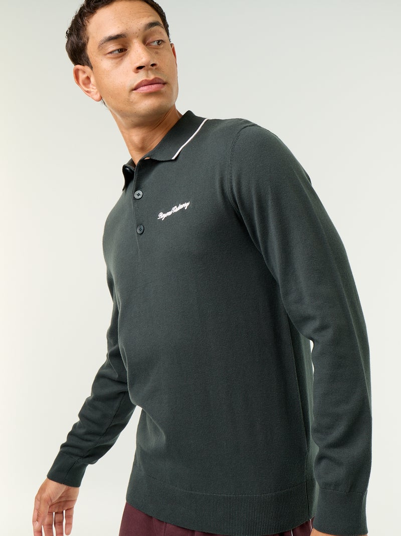 Polo stile rugby a maniche lunghe Verde - Kiabi