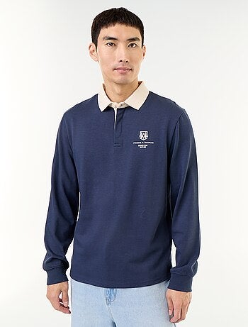 Polo stile rugby con scritte ricamate