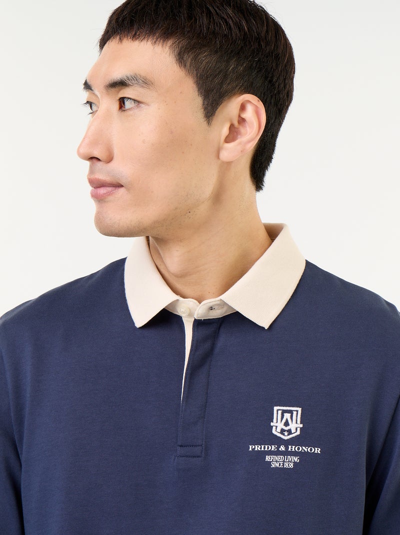 Polo stile rugby con scritte ricamate Blu - Kiabi