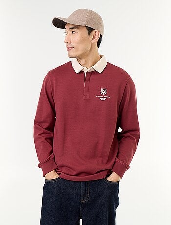 Polo stile rugby con scritte ricamate