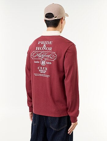 Polo stile rugby con scritte ricamate